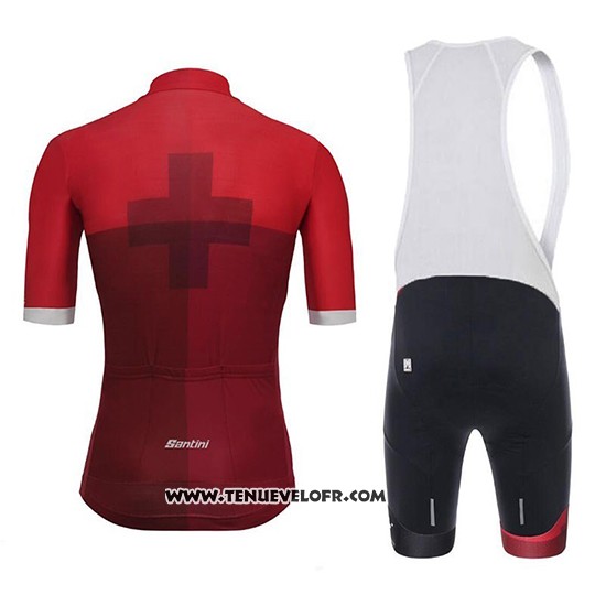 2018 Maillot Ciclismo Tour DE Suisse Cross Rouge Manches Courtes et Cuissard